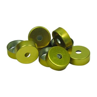 Chromatography Research Supplies 20 mm Magnetic Crimp Cap for Headspace Vial, Gold (100/pk)